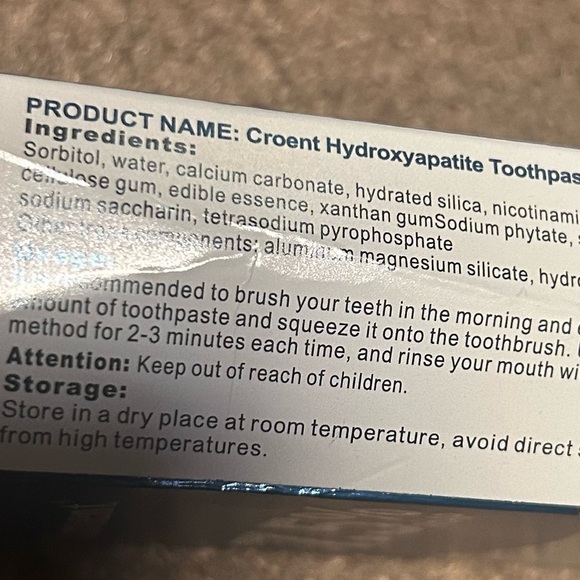 New Lot of 2 Croent 7.5% nHAP White Tooth Repair Hydroxyapatite Toothpaste mint - Picture 2 of 2